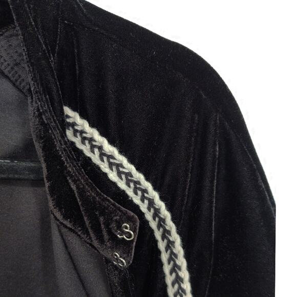 Elodie Velvet Roses Embroidered Jacket Open Front Peasant 3/4 Sleeves  Size S - Picture 11 of 15